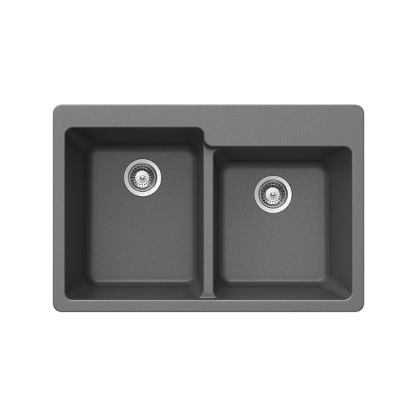 Houzer 33 in Slate Granite Composite Undermount 60/40 Double Bowl